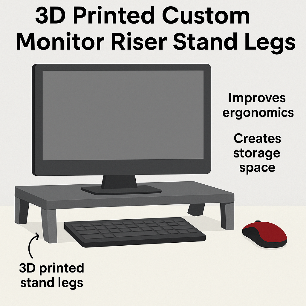 3d printed custom monitor rise stand legs